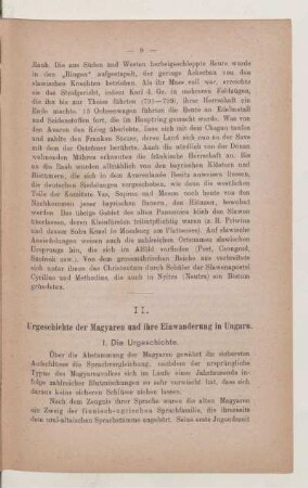 II. Urgeschichte der Margyaren und ihre Einwanderung in Ungarn