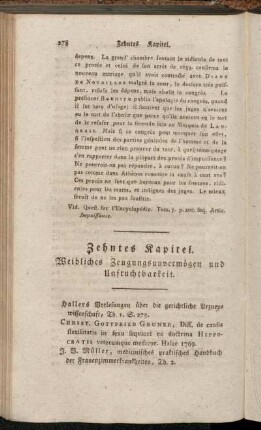 Zehntes Kapitel. Weibliches Zeugungsunvermögen und Unfruchtbarkeit.