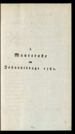 I. Maurerode am Johannistage 1781.