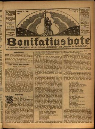 Erste Ausgabe vom Sonntag, den 09. Januar 1921.