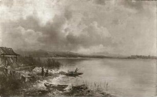 Bergsee mit Gewitterwolken