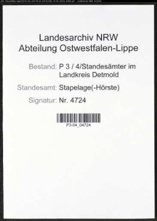 Heiratsregister Standesamt Stapelage(-Hörste)