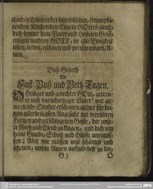 Buß-Gebeth an Fast-Buß und Beth-Tagen