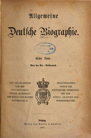 Allgemeine Deutsche Biographie, 1. Van der Aa - Baldamus
