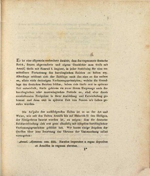 Erörterung der Frage: Hat seit der Usurpation des deutschen Königsthrones durch Arnulf im Jahre 887 bis zum Aussterben der sächsischen Kaiser die karolingische Verfassung in ihren wichtigsten Grundsätzen ohne Unterbrechung fortgedauert?