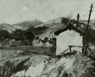 Landschaft mit Pumpenhäuschen
