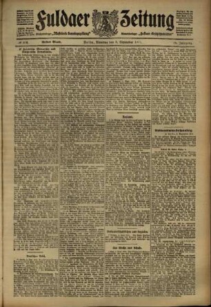 Erste Ausgabe vom Dienstag, den 05. September 1911.