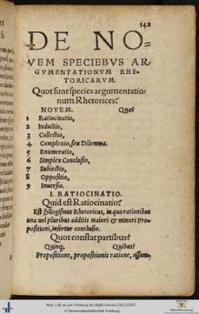 De Novem Speciebus Argumentationum Rhetoricarum