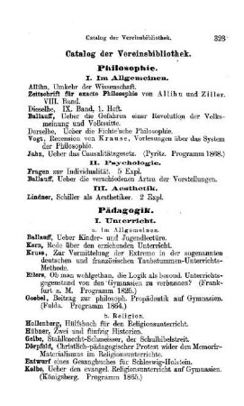 Catalog der Vereinsbibliothek