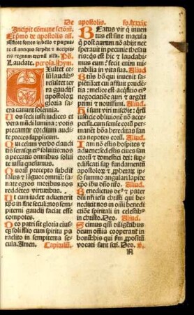 Incipit commune sanctorum.