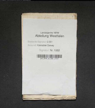 Mastschweinverzeichnisse aus corveyschen Dörfern in fürstlichen Waldungen