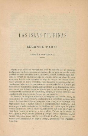 Segunda parte. Resena histórica