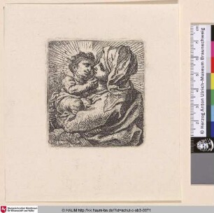 [Maria mit dem Kind auf dem Arm; Virgin and Child, in profile to left]
