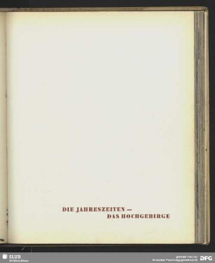 Die Jahreszeiten - Das Hochgebirge