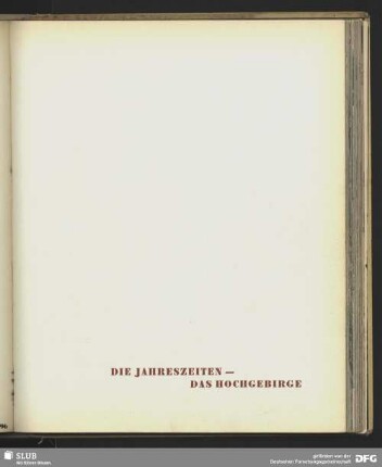 Die Jahreszeiten - Das Hochgebirge