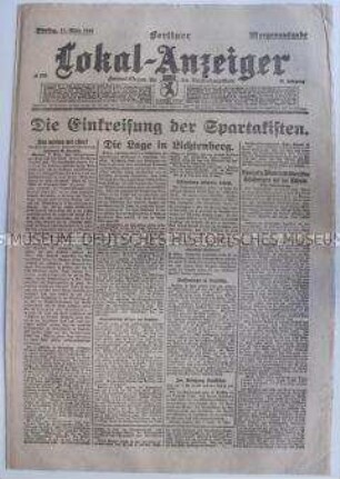 "Berliner Lokal-Anzeiger" zu den revolutionären Kämpfen in Berlin-Lichtenberg