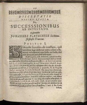 Disceptatio Decima Quarta. De Successsionibus Ab Intestato.