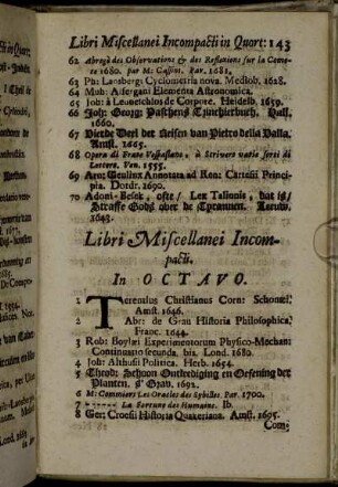 Libri Miscellanei Incompacti In Octavo