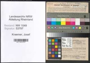 Entnazifizierung Josef Kraemer , geb. 23.12.1886 (Architekt)