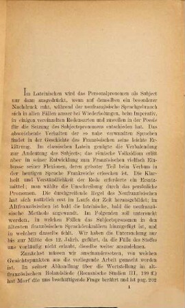 Der Nominativ der verbundenen Personalpronomina in den ältesten französischen Sprachdenkmälern