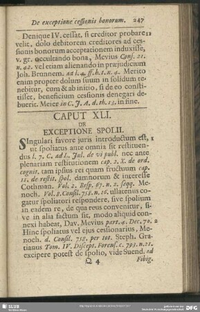 Caput XLI. De Exceptione Spolii