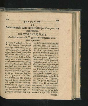Sectio III. De Sacramentis tum veris, tum ... ita nuncupatis