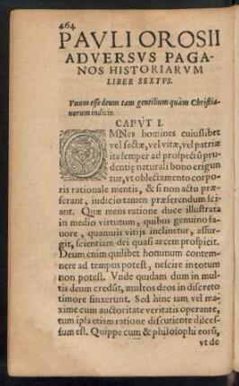Pauli Orosii Adversus Paganos Historiarum Liber Sextus.