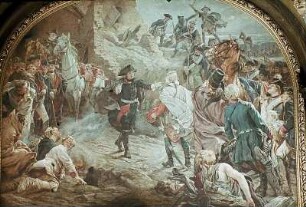 Friedrich der Große begrüßt Ziethen nach der Schlacht von Torgau 1760