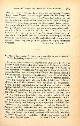 377 [Rezension] Konermann, August, Predigten und Ansprachen an die Männerwelt