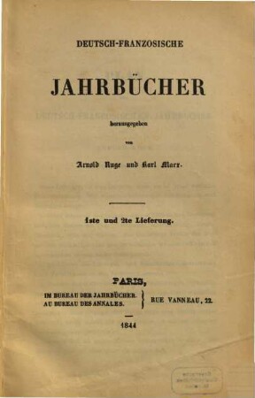Deutsch-französische Jahrbücher