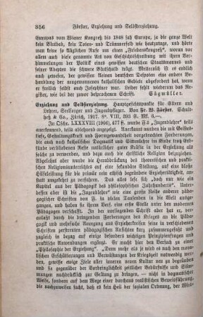 356-358 [Rezension] Foerster, Friedrich Wilhelm, Erziehung und Selbsterziehung