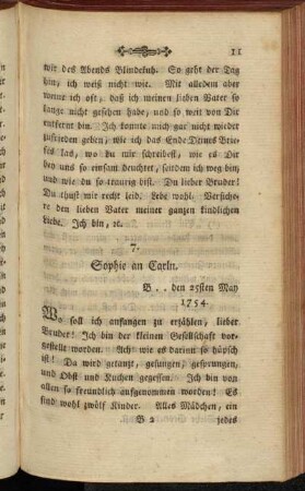 7. Sophie an Carln. B .. den 25ten May 1754.