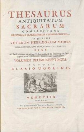 In: Thesaurus Antiquitatum Sacrarum ; Band 17