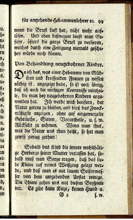 Von Behandlung neugebohrner Kinder.