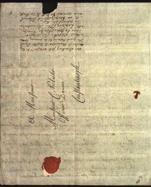 3) M. S. van Maseyk an Niebuhr in Konstantinopel, Aleppo, 6. März 1767