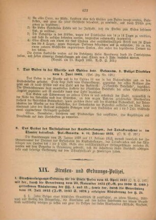 XIX. Straßen- und Ordnungs-Polizei