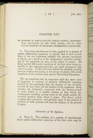 Chapter XXV - XXIX. On systems of simultaneous linear partial differential equations. Homogeneous systems. Partial differential equations of the second Order.