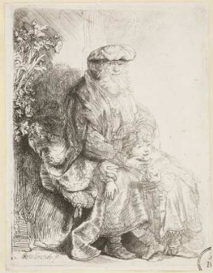 Abraham liebkost Isaak