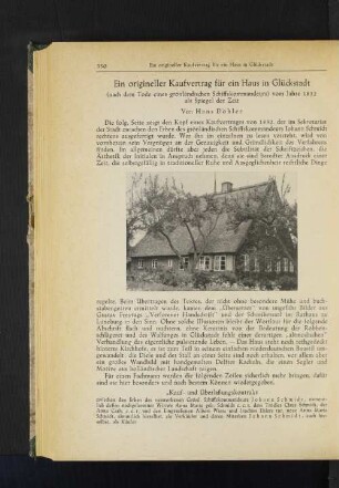 Ein Origineller Kaufvertrag für ein Haus in Glückstadt