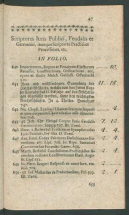 Scriptores Iuris Publici, Feudalis et Germanici, itemque Scriptores Practici et Processuum, etc.