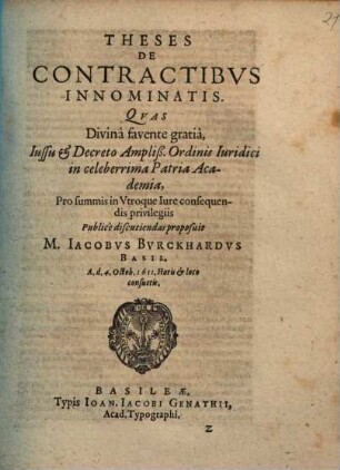 Theses De Contractibvs Innominatis