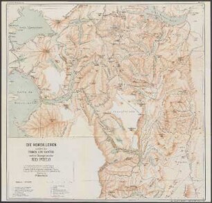 Die Kordilleren um den See Todos los Santos und im Flussgebiet des Río Puelo : Auf Grundlage der Aufnahmen von Vidal Gormaz (1870-73), der Originalkarten von O. Fischer (1893), H. Steffen (1896), der chilenischen Grenzkarten (C. Aguirre, J. Heuisler, 1897 u. f.) under der chilenischen Seekarte Nr. 108, entworfen von Dr. Hans Steffen ; Zu H. Steffen, Westpatagonien. - Karte Nr. II