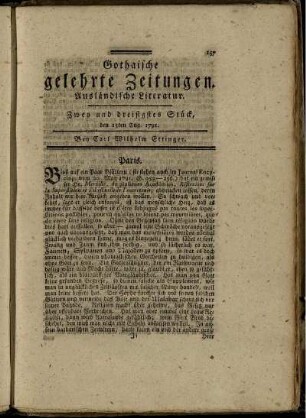 Zwey und dreisigstes Stück, den 13ten Aug. 1791.