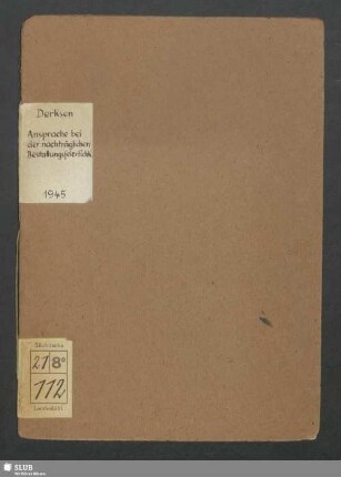Ansprache bei der nachträglichen Bestattungsfeierlichkeit der 189 im Konzentrationslager Lengenfeld ums Leben Gekommenen : 23. Juni 1945