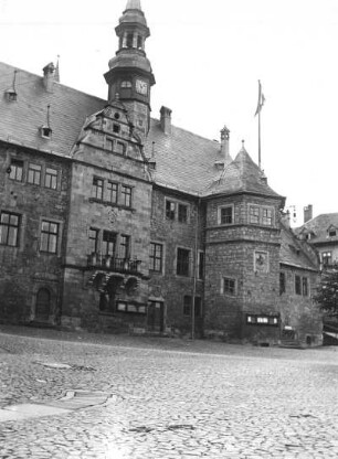 Blankenburg (Harz), Rathaus, Teilansicht der Fassade zum Markt