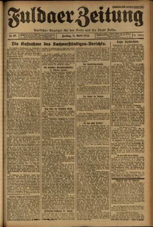 Erste Ausgabe vom Freitag, den 11. April 1924.