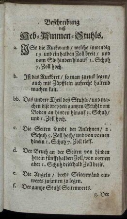 Beschreibung deß Heb-Ammen-Stuhls.