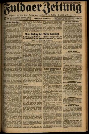 Erste Ausgabe vom Sonntag, den 08. März 1931.