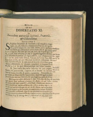 Dissertatio XI. De successione universali legitima, Praetoria & Collationibus.
