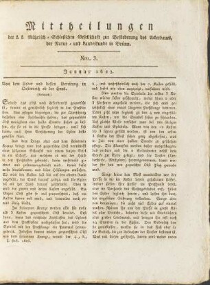 Mittheilungen. Nro. 3. Januar 1822